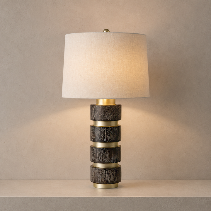 TABLE LAMP WITH OATMEAL SHADE 41x43x76cm